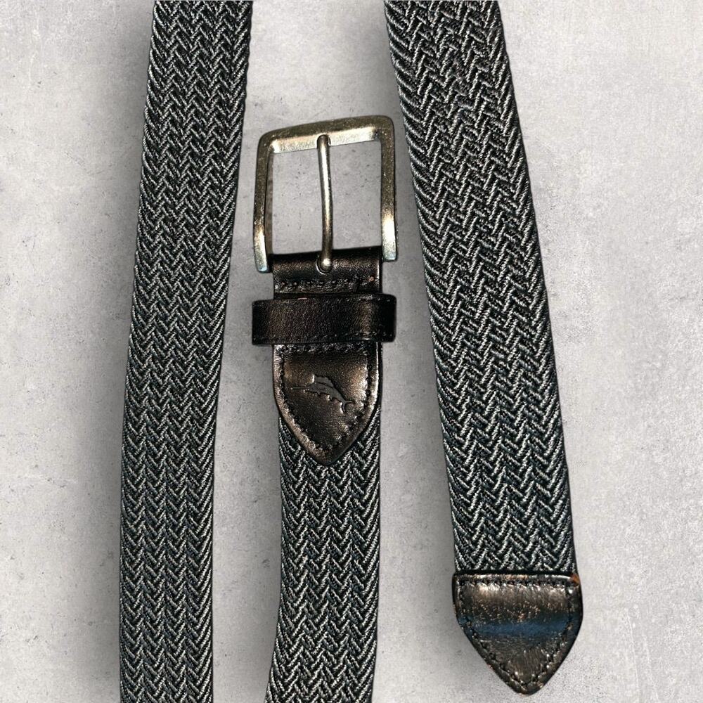 Euc Tommy Bahama Men’s Gray Tones & Black Woven Belt Size 38-40